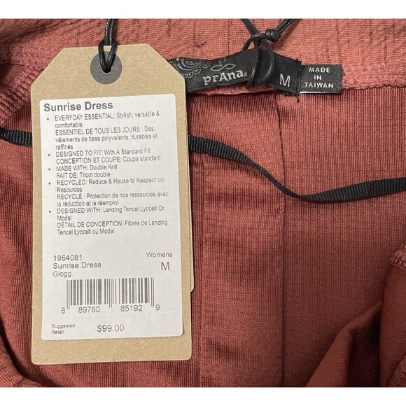 Prana Dress Medium Long Sleeve Sunrise Glogg Dark Mauve Womens Recycled Knit NWT - Picture 5 of 11